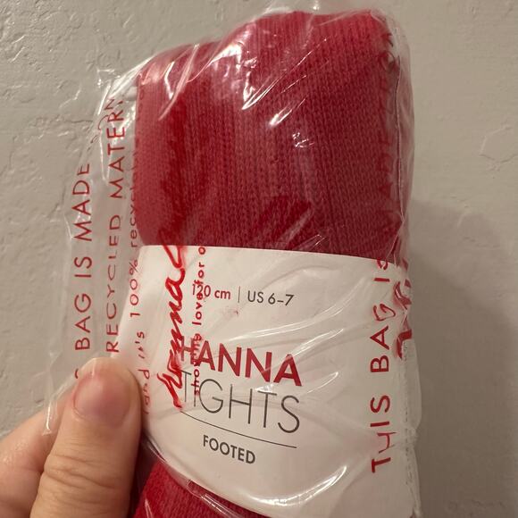 NWT Hanna Andersson Red Footed Tights - Picture 2 of 3